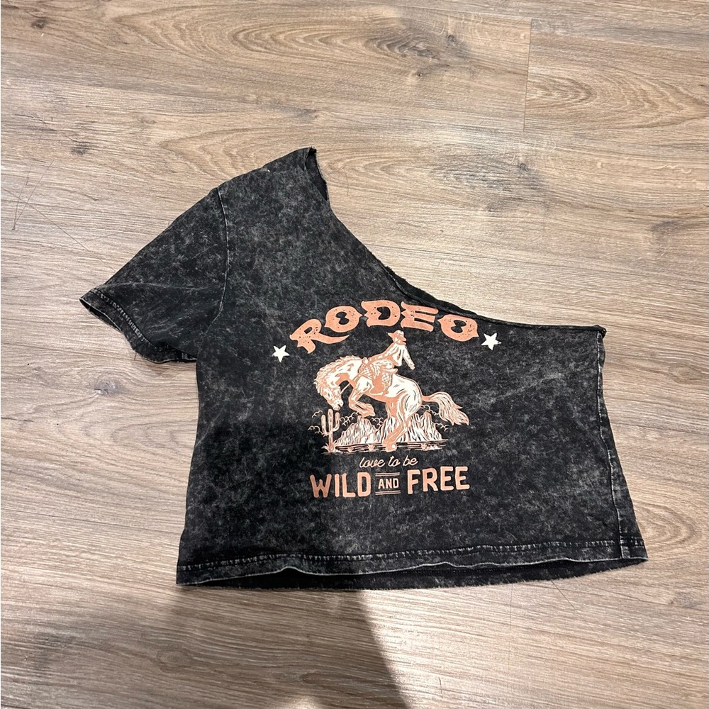Forever 21 Rodeo print one shoulder top